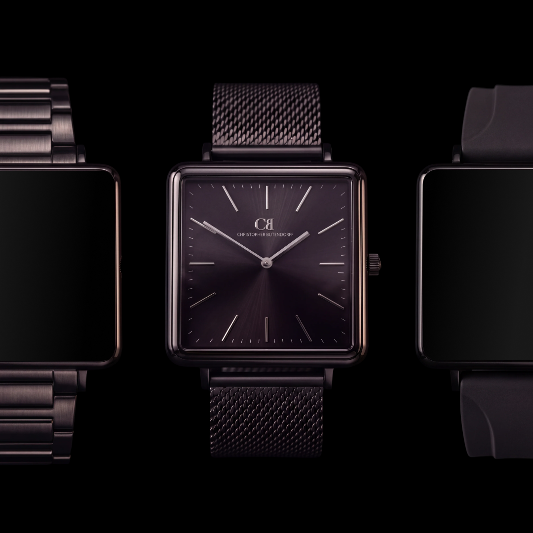 Mixtus Modern Onyx Black — Swiss Made Modular Watch with Mixed Straps