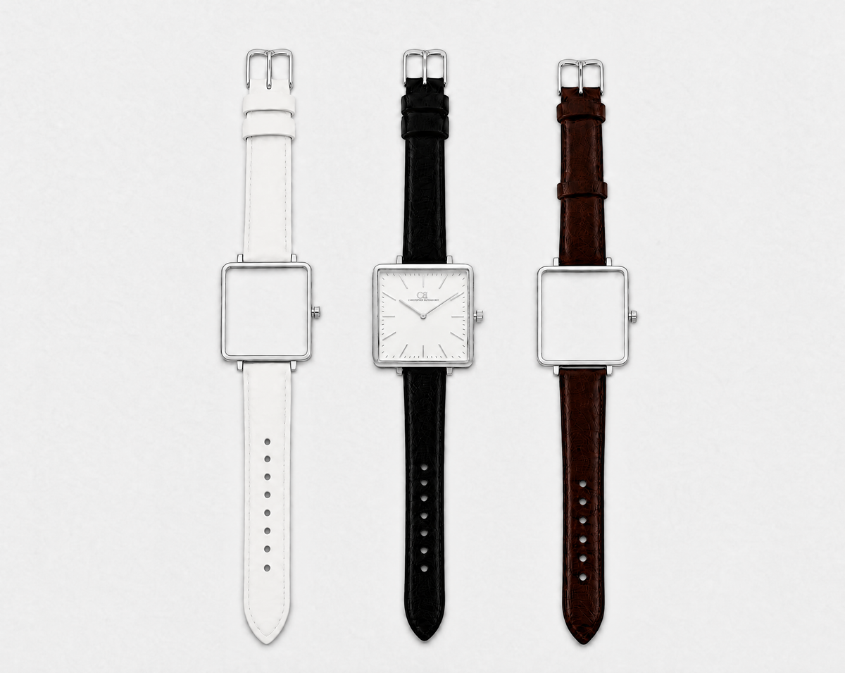 Christopher Butendorff Elegans luxury watch square white — Scandinavian minimalist design