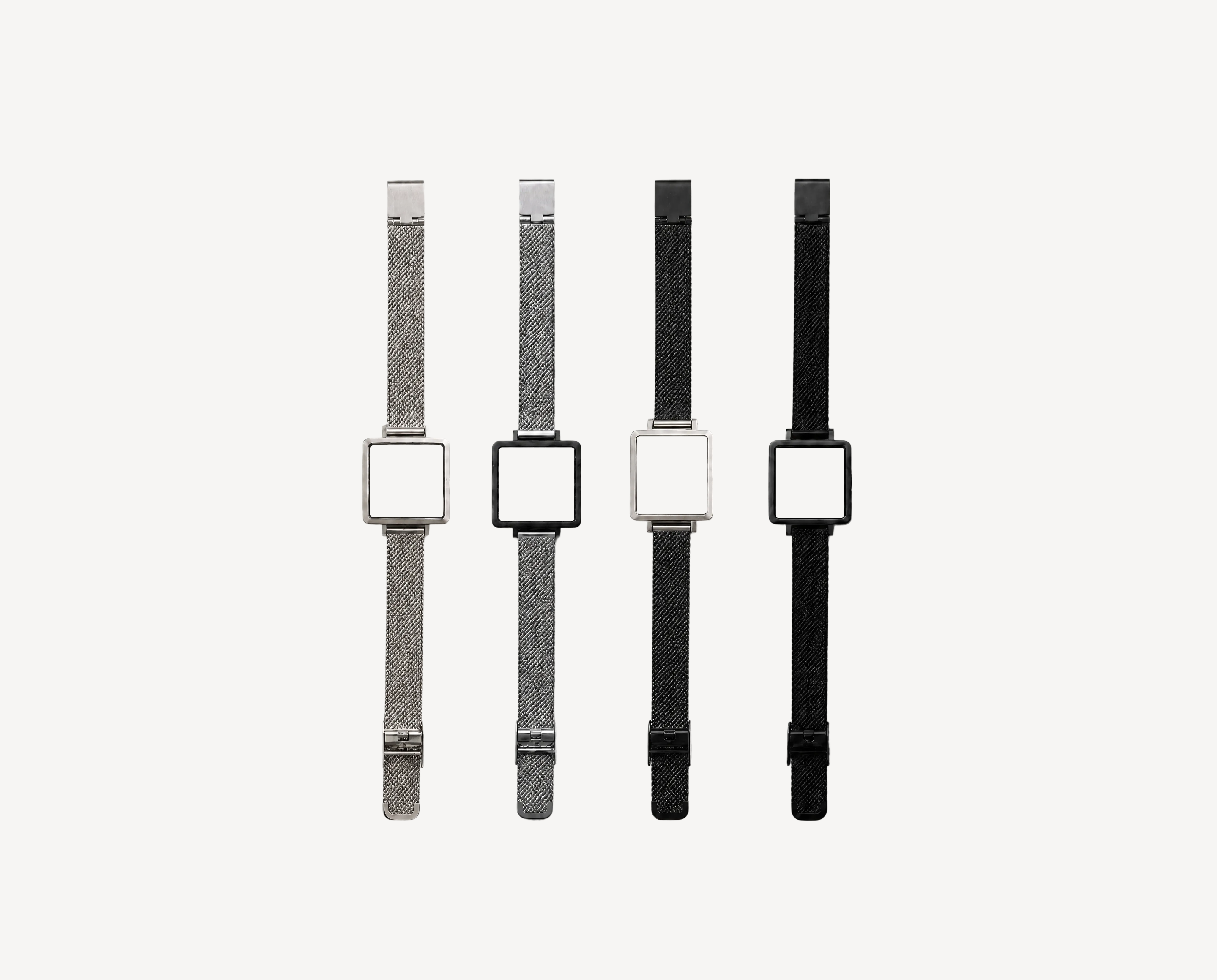 Metal link watch straps 12mm for square case — silver and black mesh options for Christopher Butendorff modular watches