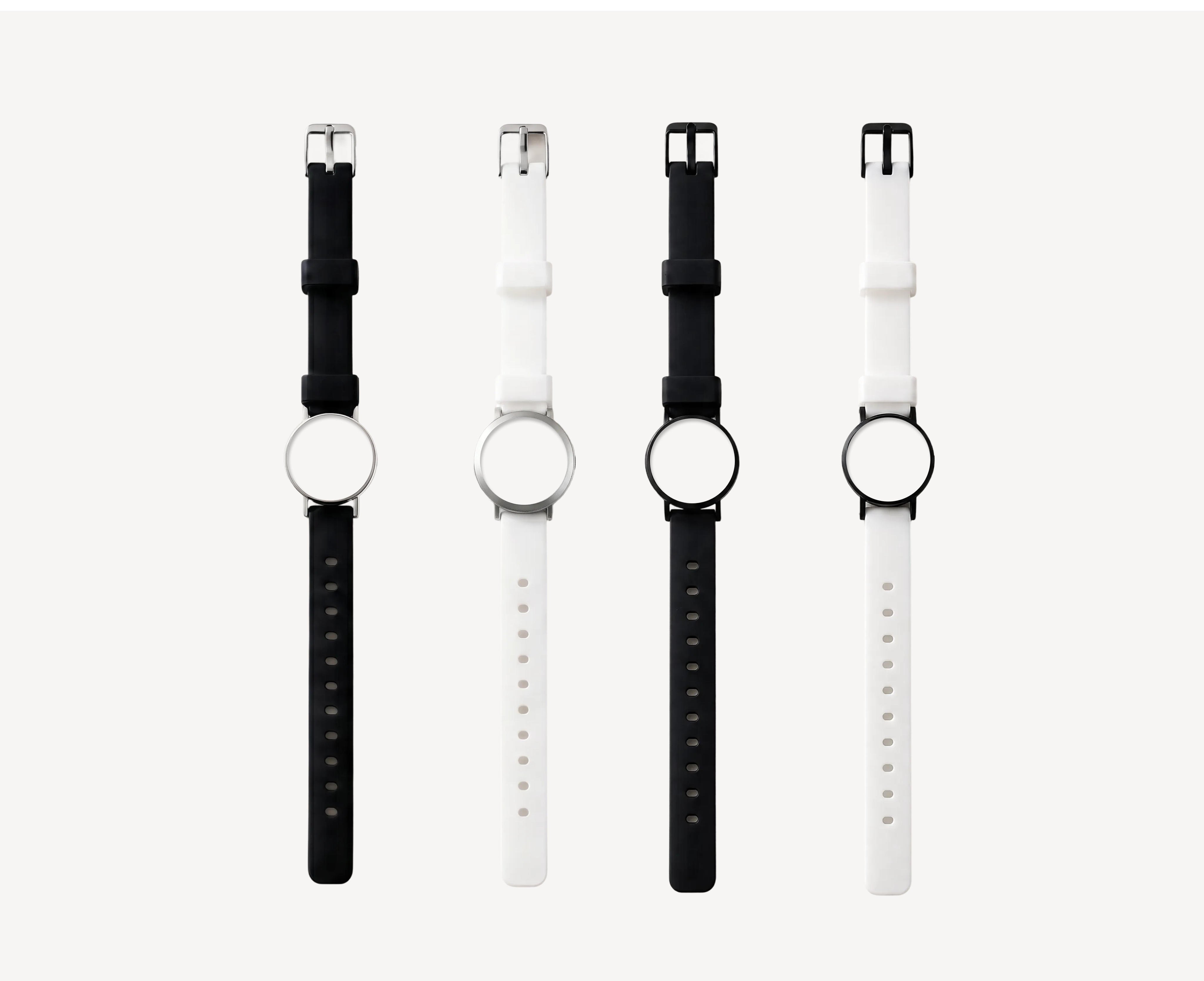 Sport PVC watch straps 12mm for round case — black and white options with silver and black hardware for Christopher Butendorff modular watches