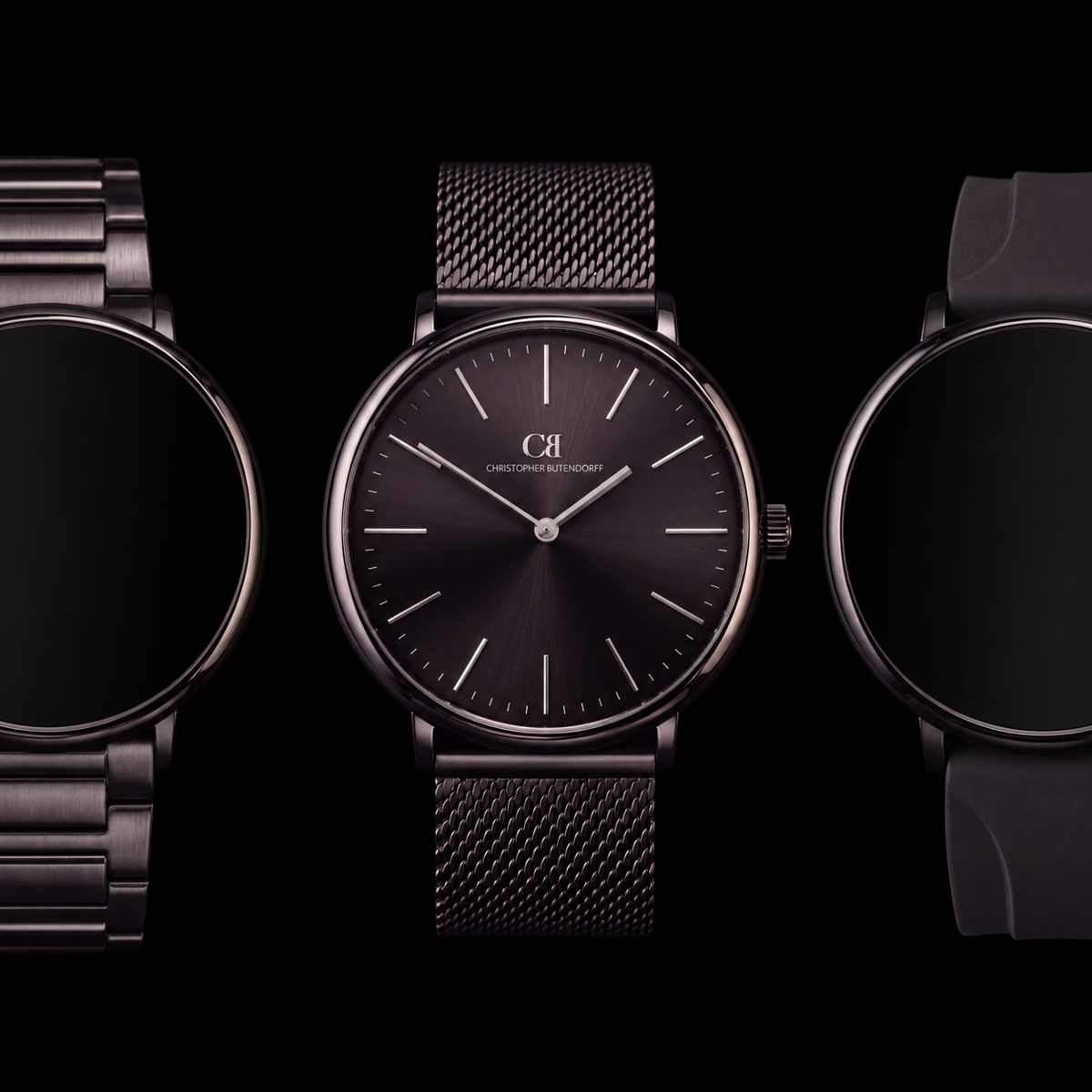 Mixtus Timeless Onyx Black — Swiss Made Modular Watch with Mixed Straps