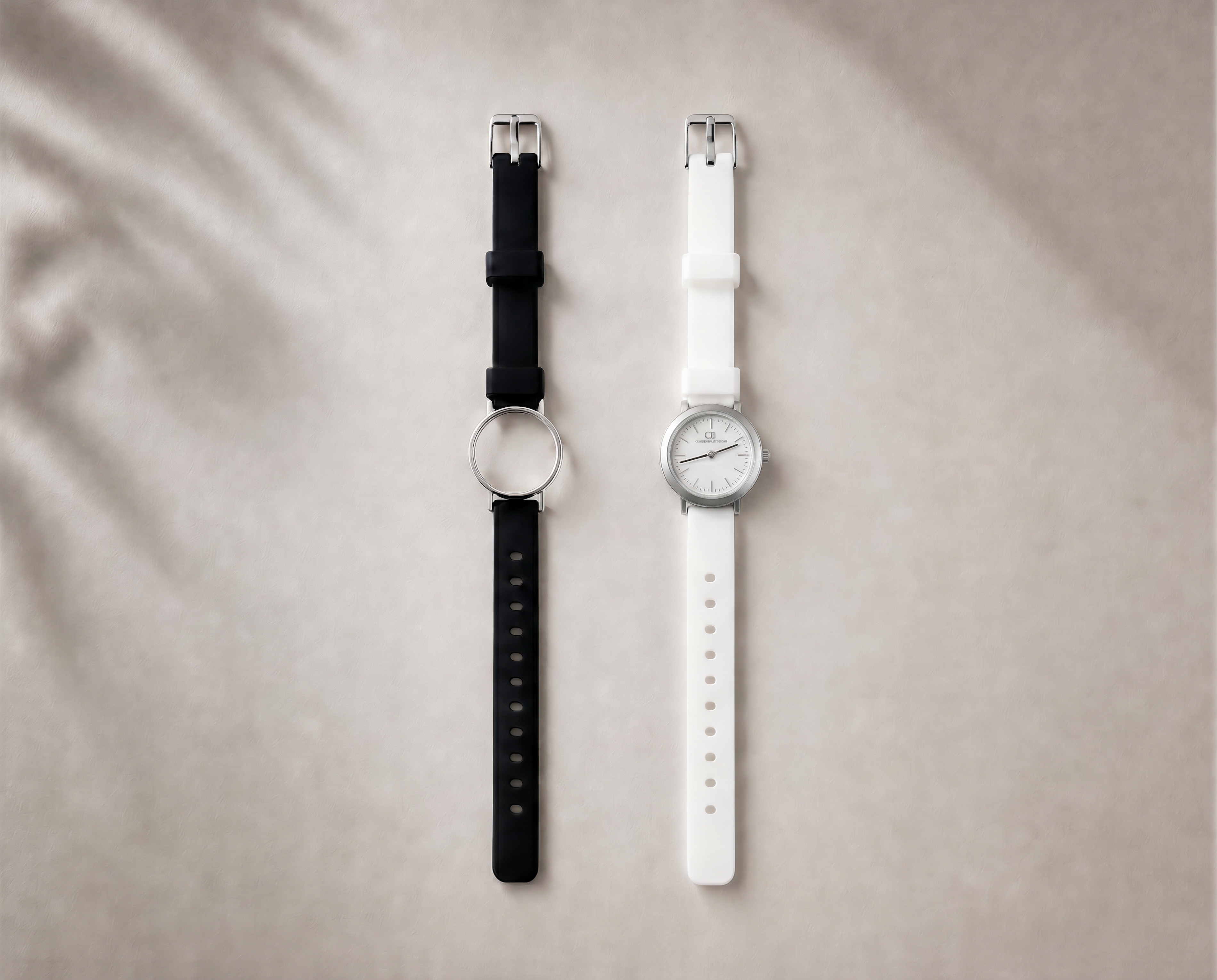 Certamen Swiss Made modular women's sport watch — round silver case with white dial, shown with interchangeable black and white PVC straps
