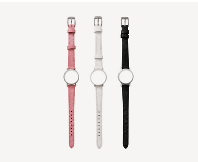 Leather watch straps 12mm for round case — pink, white and black options with silver hardware for Christopher Butendorff modular watches