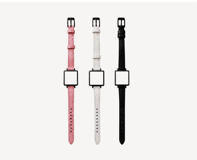 Leather watch straps 12mm for square case — pink, white and black options with black hardware for Christopher Butendorff modular watches