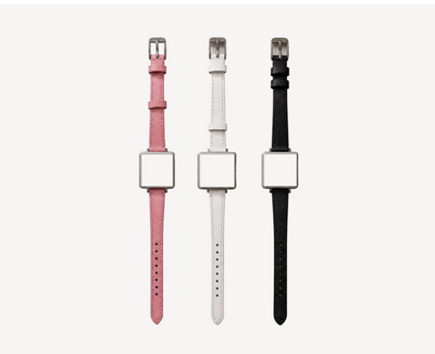 Leather watch straps 12mm for square case — pink, white and black options with silver hardware for Christopher Butendorff modular watches