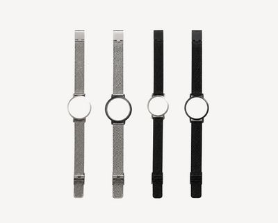 Metal link watch straps 12mm for round case — silver and black mesh options for Christopher Butendorff modular watches
