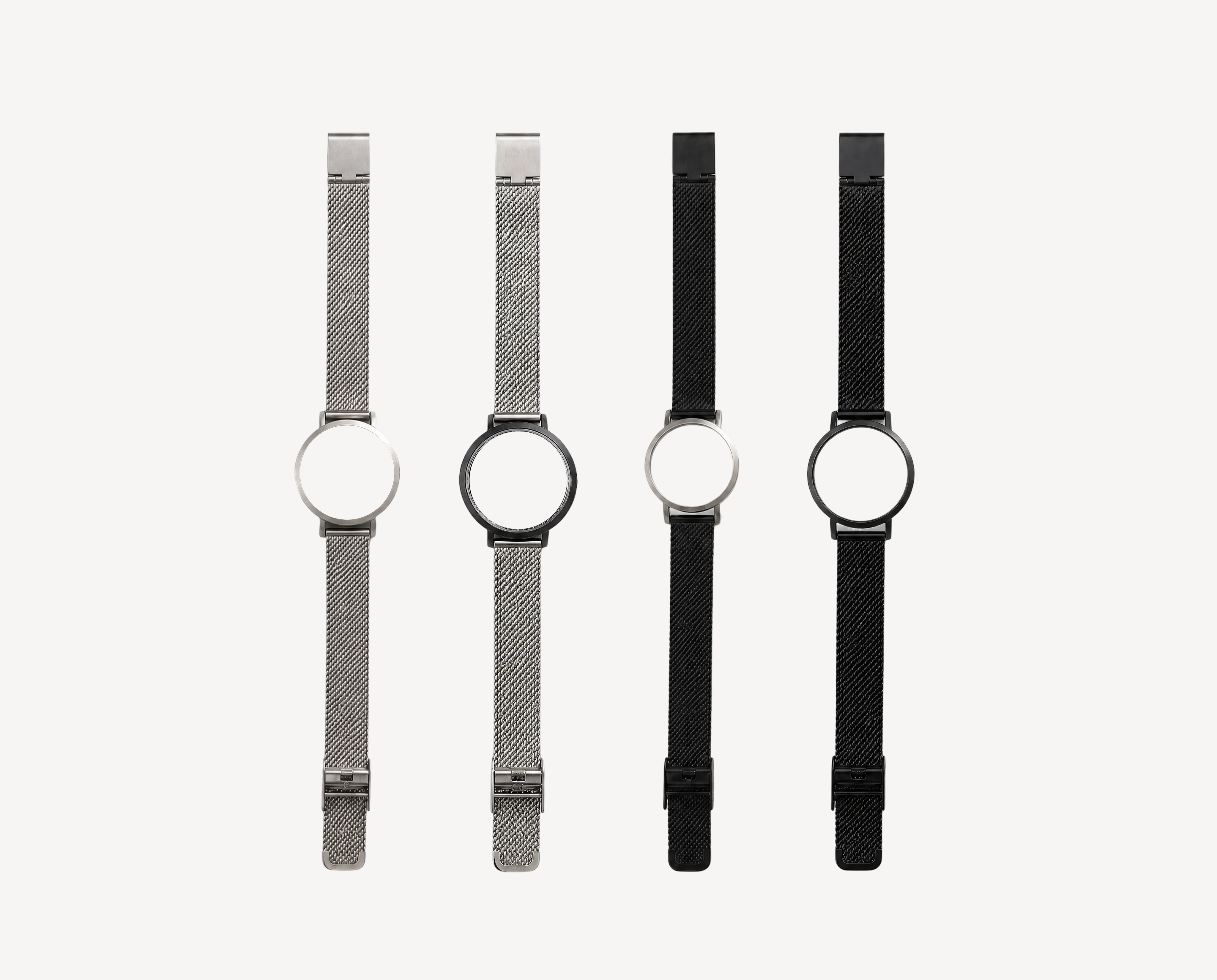 Metal link watch straps 12mm for round case — silver and black mesh options for Christopher Butendorff modular watches