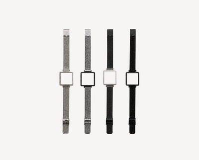 Metal link watch straps 12mm for square case — silver and black mesh options for Christopher Butendorff modular watches