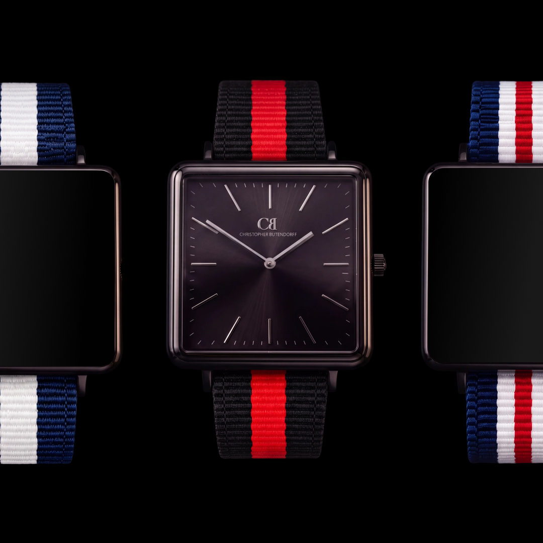 Tela Modern Onyx Black— Swiss Made Modular Watch with Interchangeable Nato Straps