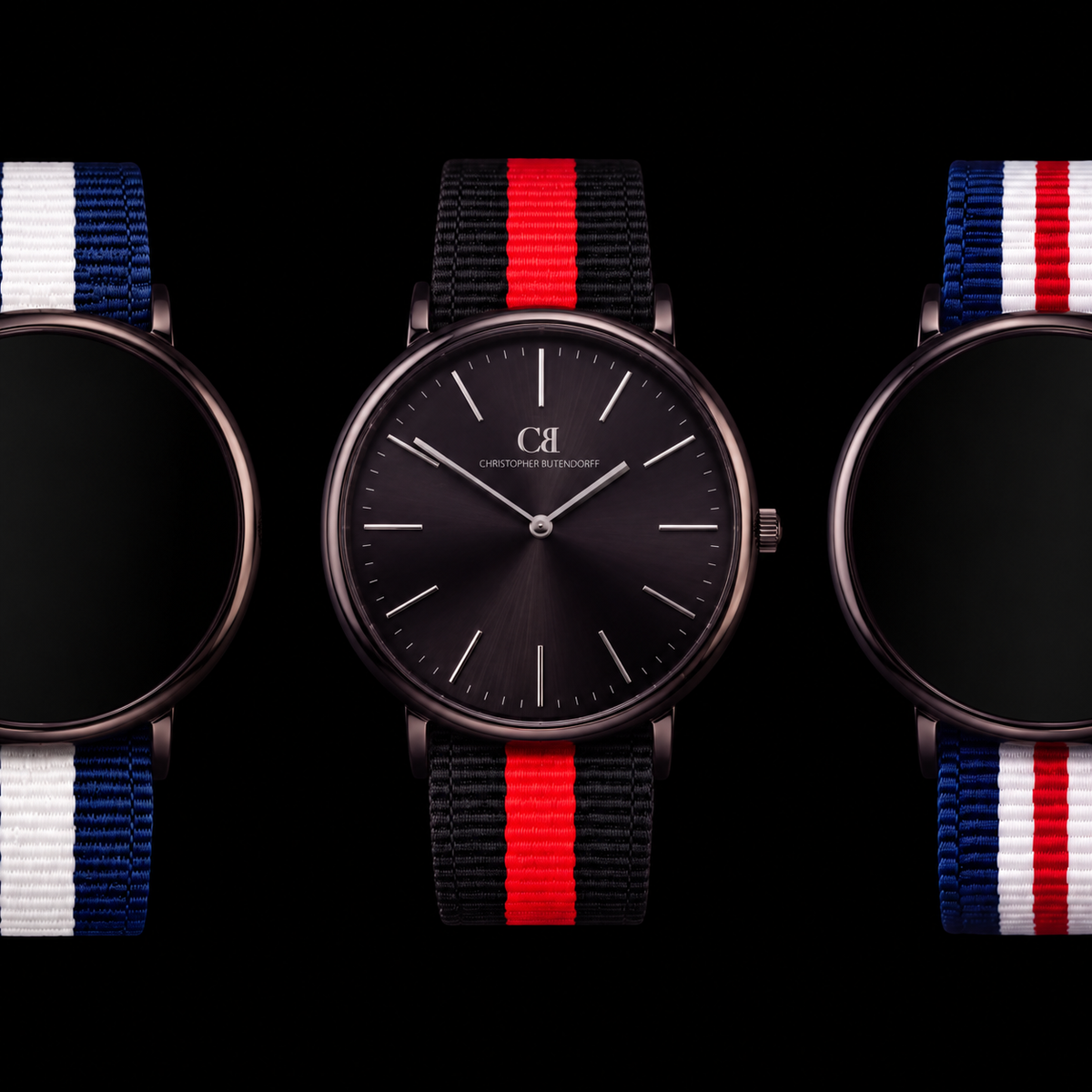 Tela Timeless Onyx Black— Swiss Made Modular Watch with Interchangeable Nato Straps