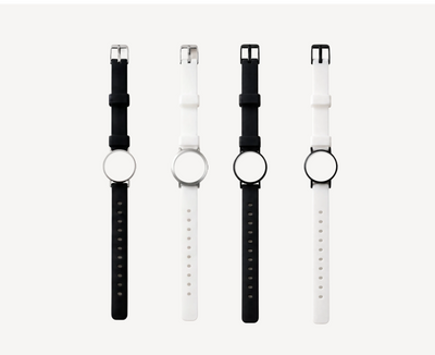 Sport PVC watch straps 12mm for round case — black and white options with silver and black hardware for Christopher Butendorff modular watches