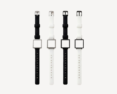 Sport PVC watch straps 12mm for square case — black and white options with silver and black hardware for Christopher Butendorff modular watches