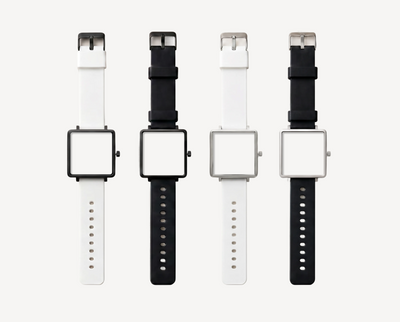 Sport PVC watch straps 20mm for square case — black and white options with silver and black hardware for Christopher Butendorff modular watches